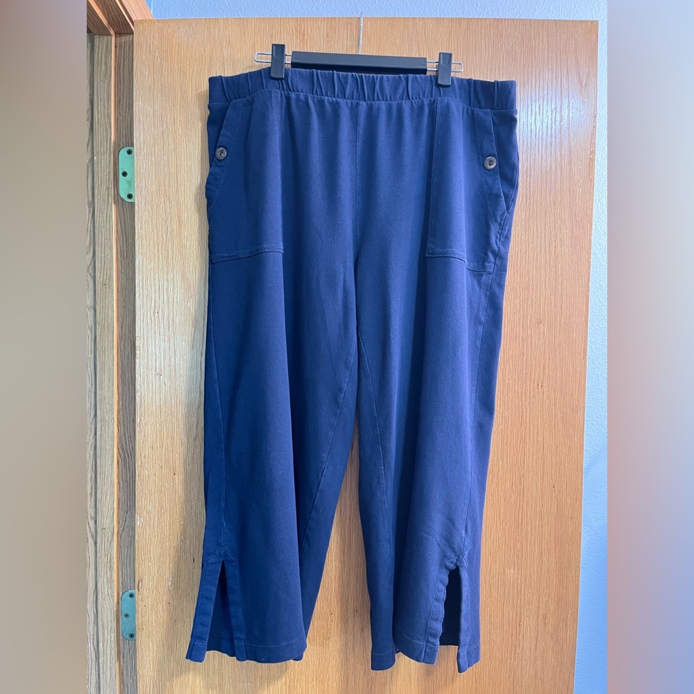 J. Jill Navy Cotton/Linen Blend Cropped Pants -Pure Jill